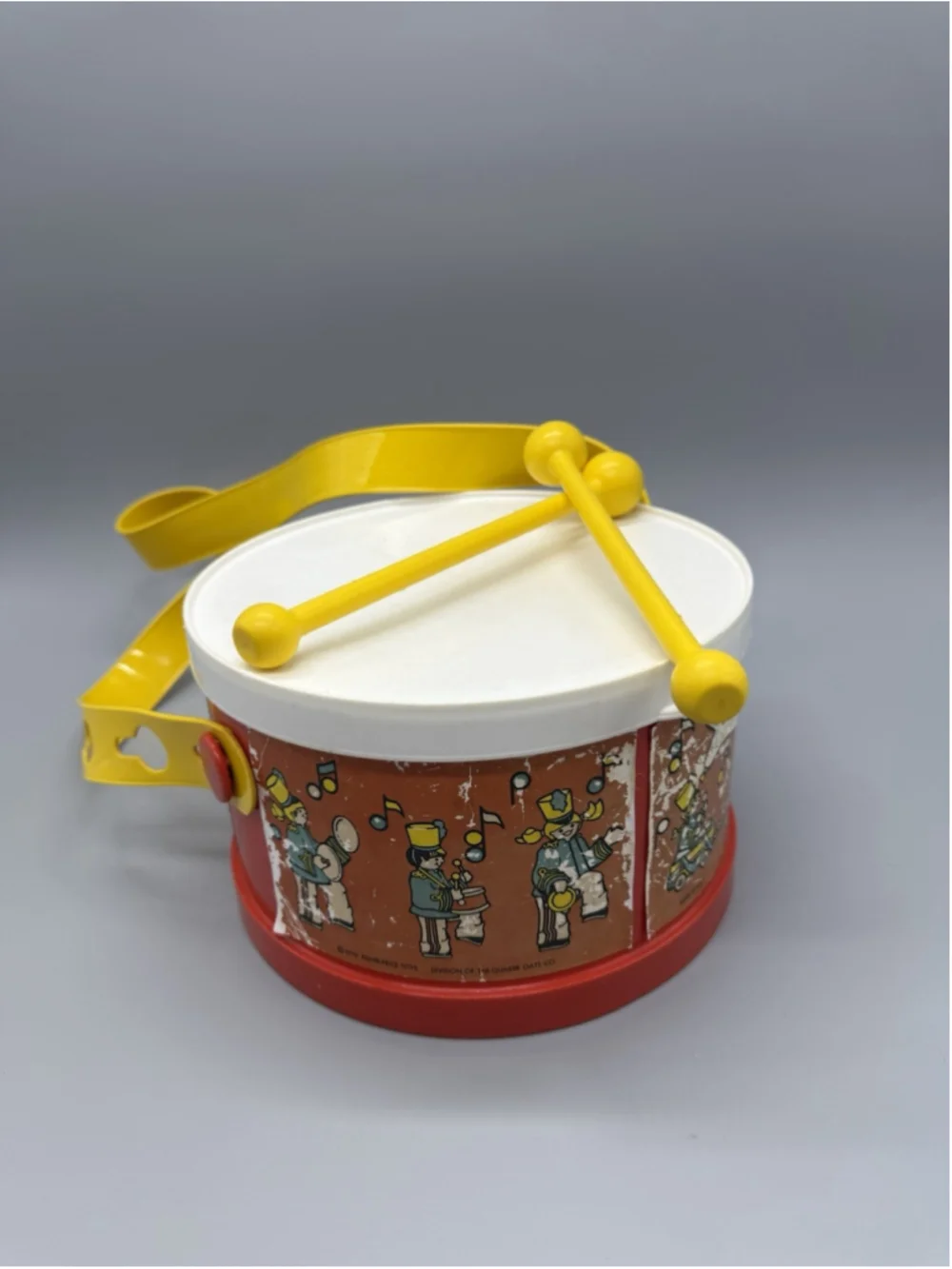 Vintage Fisher-Price 1979 Drum Set Toy With Sticks And Strap #921